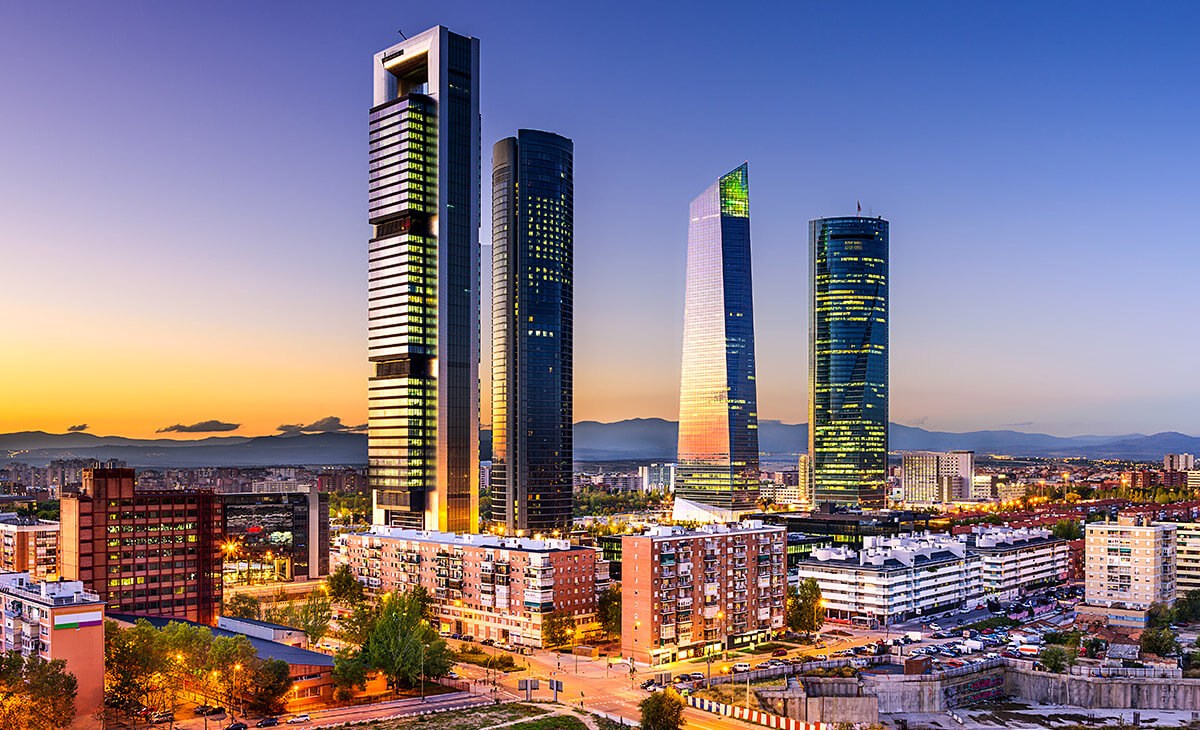 Stunning view of skyscrapers in the city of Madrid, Spain Stunning view of skyscrapers in the city of Madrid, Spain