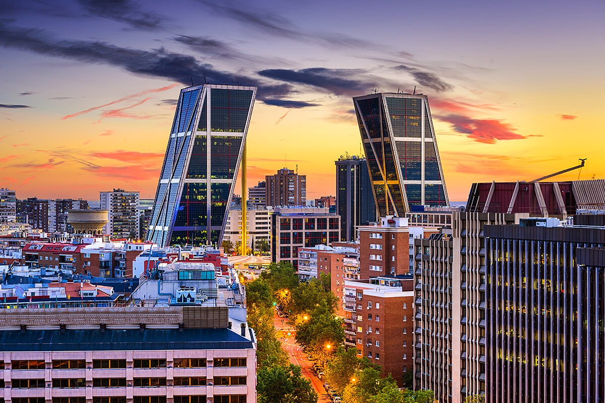 Nice view of Gate of Europe towers, Madrid, Spain Nice view of Gate of Europe towers, Madrid, Spain
