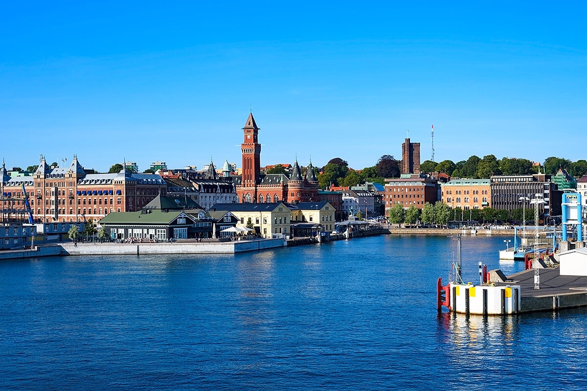 View of the port and various buildings, Helsingborg, Sweden