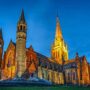 Night view of the Sacred Heart Cathedral, city of Bendigo, Australia