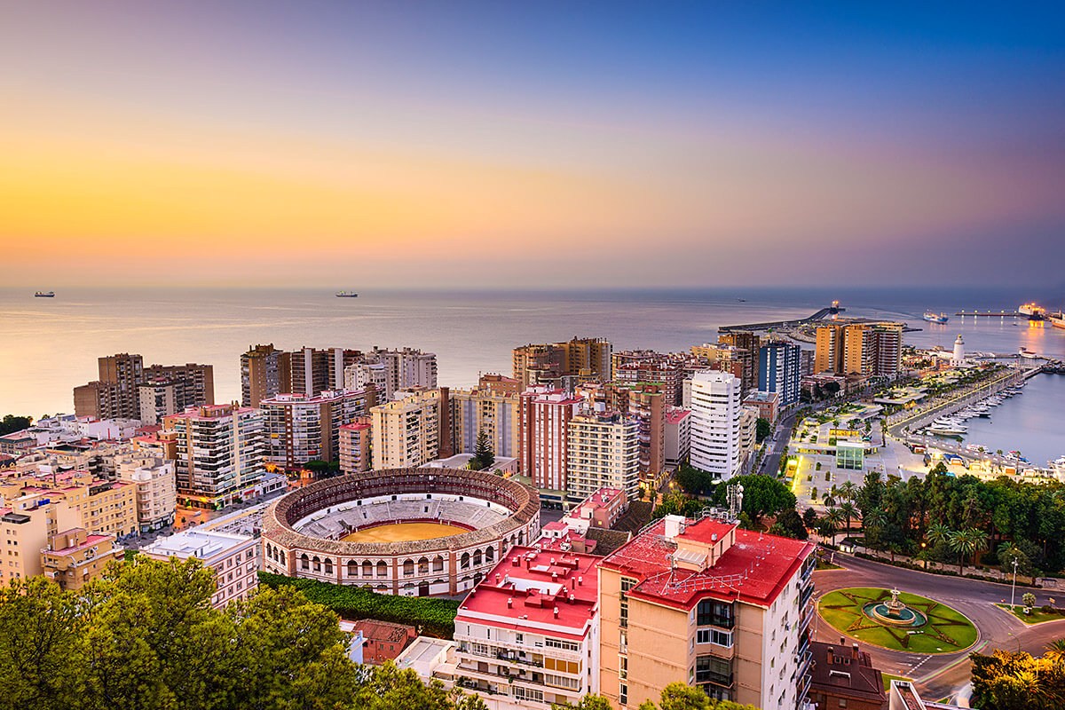 Spectacular view of Malaga city at sunset Spectacular view of Malaga city at sunset