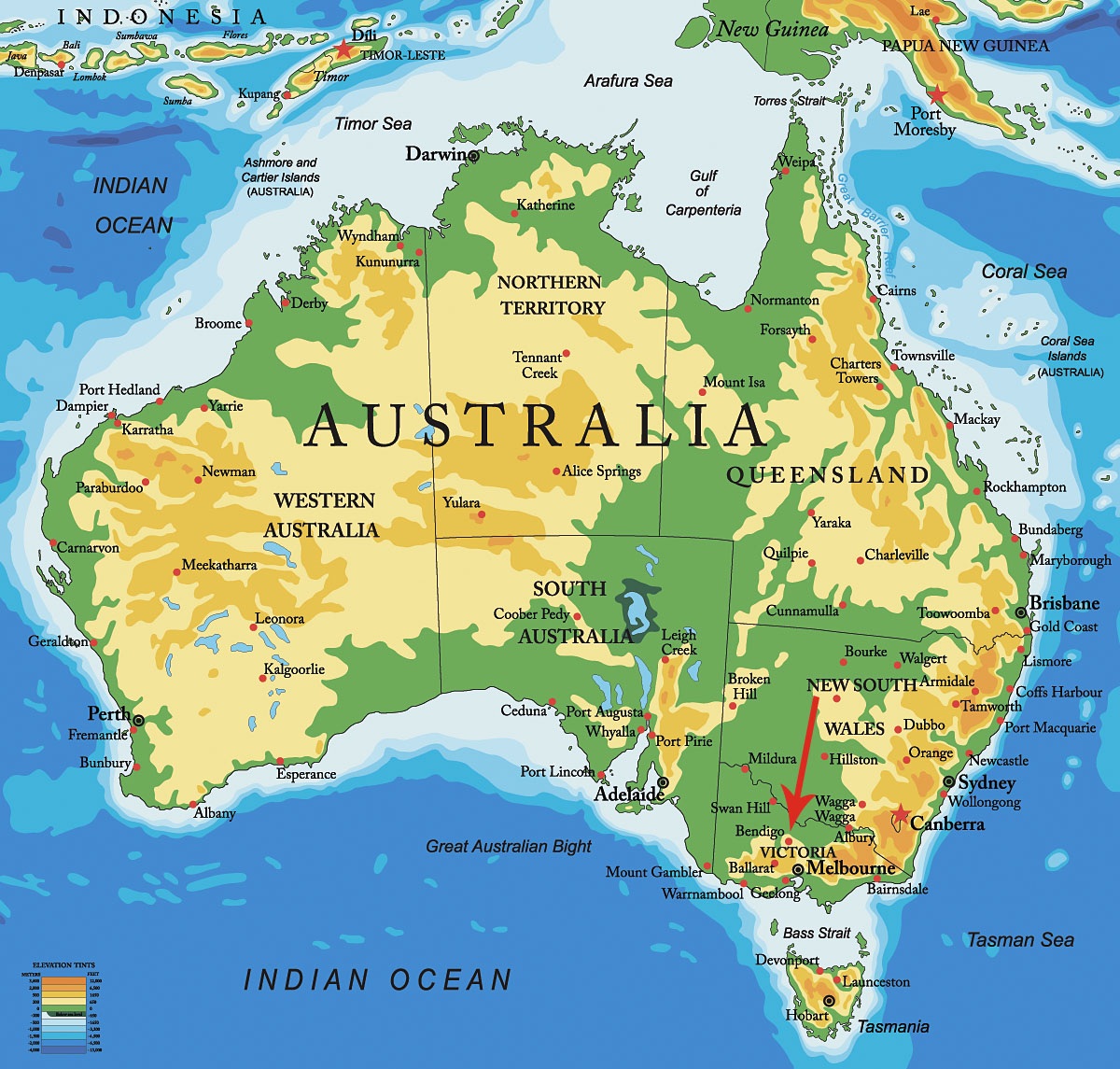 Image of a map showing the location of the city of Bendigo, Australia Image of a map showing the location of the city of Bendigo, Australia