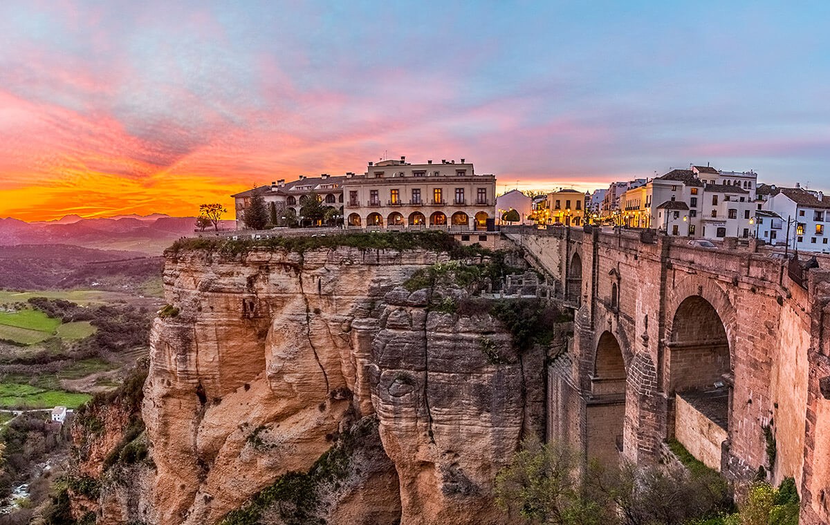Magnificent view from the New Bridge over the El Tajo Gorge, Malaga, Spain Magnificent view from the New Bridge over the El Tajo Gorge, Malaga, Spain