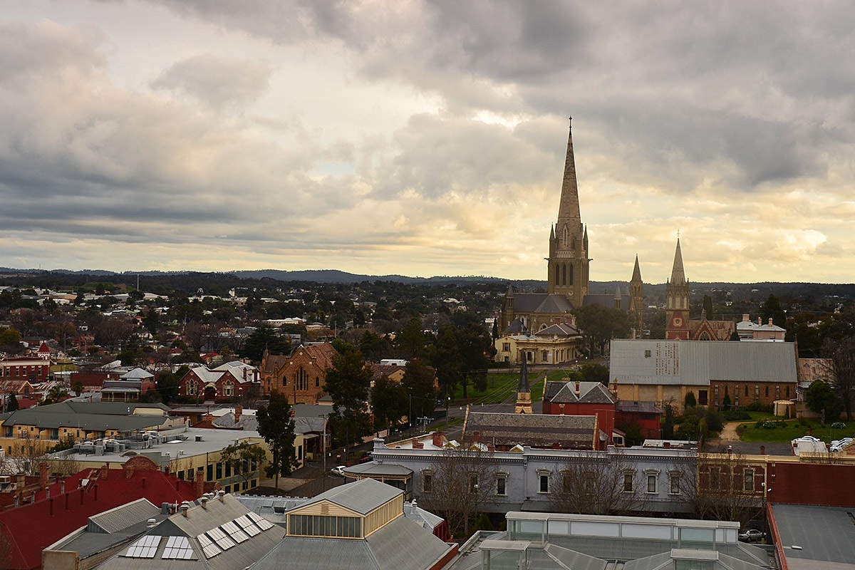 Evening view of the streets and houses in Bendigo, Australia Evening view of the streets and houses in Bendigo, Australia