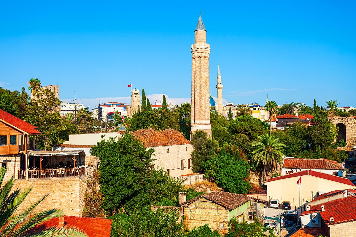 View of the Yivli Minare Mosque, Antalya, Turkey View of the Yivli Minare Mosque, Antalya, Turkey