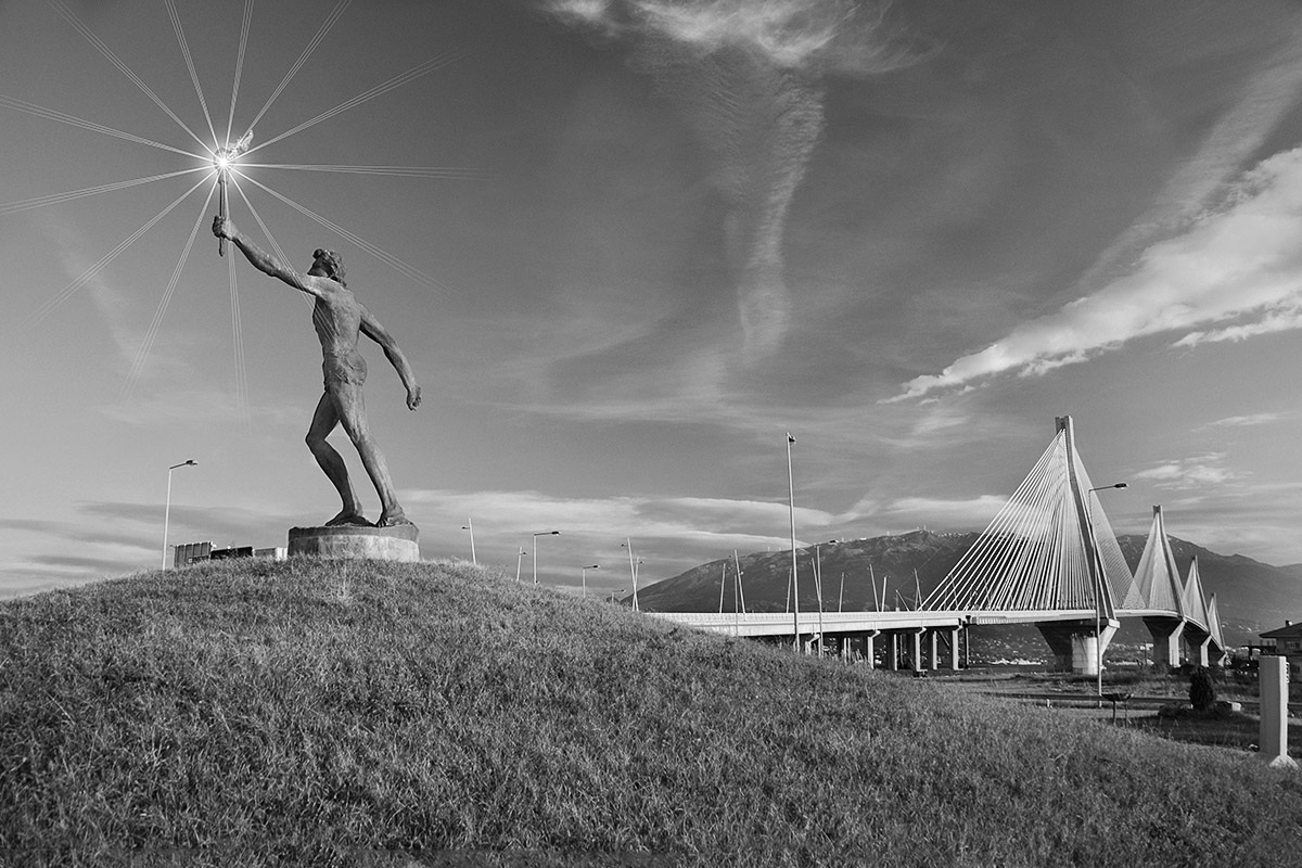 View of the Olympic Runner Statue, Patras, Greece View of the Olympic Runner Statue, Patras, Greece