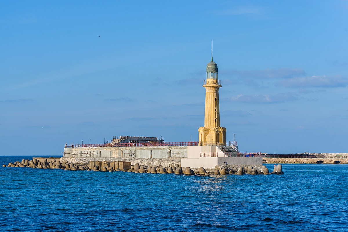 Image of an Ancient Lighthouse in Alexandria, Egypt Image of an Ancient Lighthouse in Alexandria, Egypt