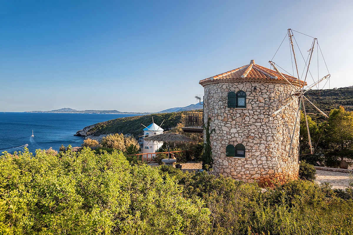 View of the old windmills, island of Zakynthos, Greece View of the old windmills, island of Zakynthos, Greece