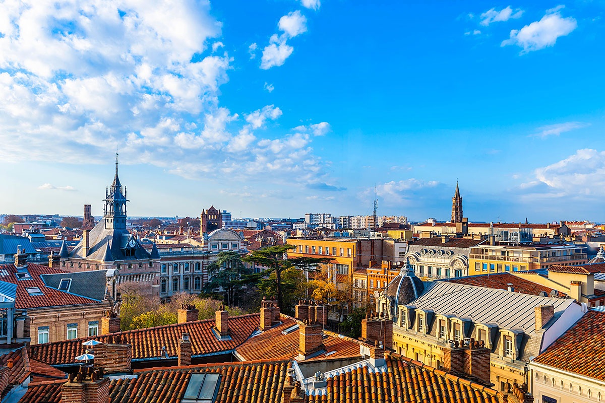Panoramic view of city buildings in the city of Toulouse, France Panoramic view of city buildings in the city of Toulouse, France