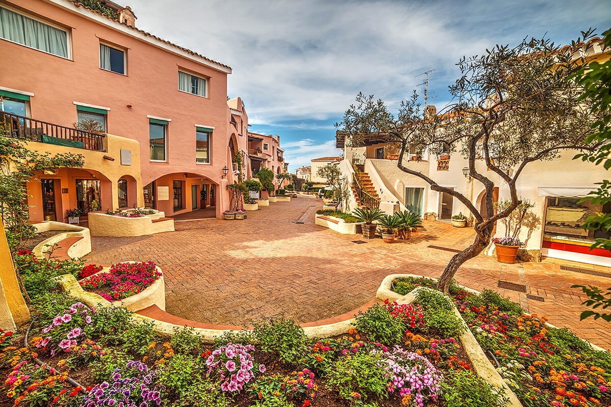 View of the street and houses, Sardinia, Italy View of the street and houses, Sardinia, Italy
