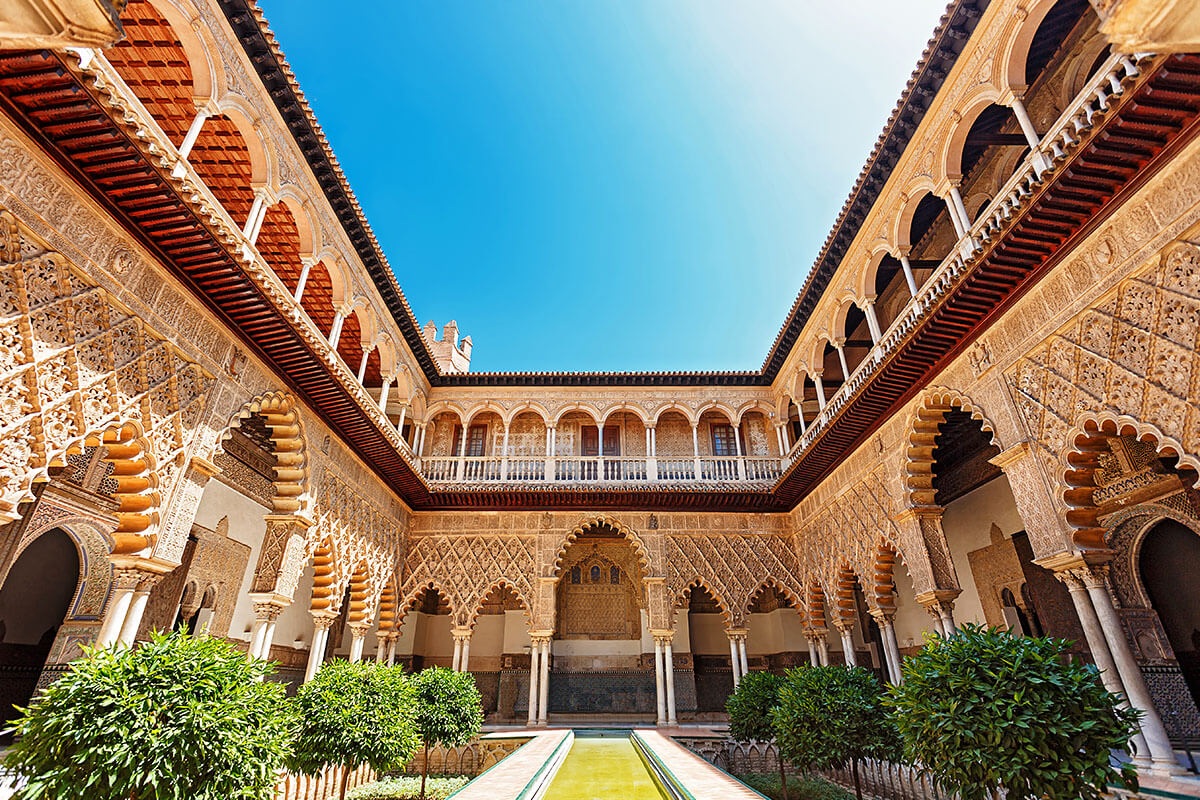 Interior view at Palace Alcazar, Seville, Spain