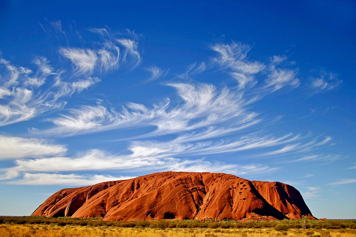 Magnificent view of the massive Uluru Rock, continent Australia Magnificent view of the massive Uluru Rock, continent Australia