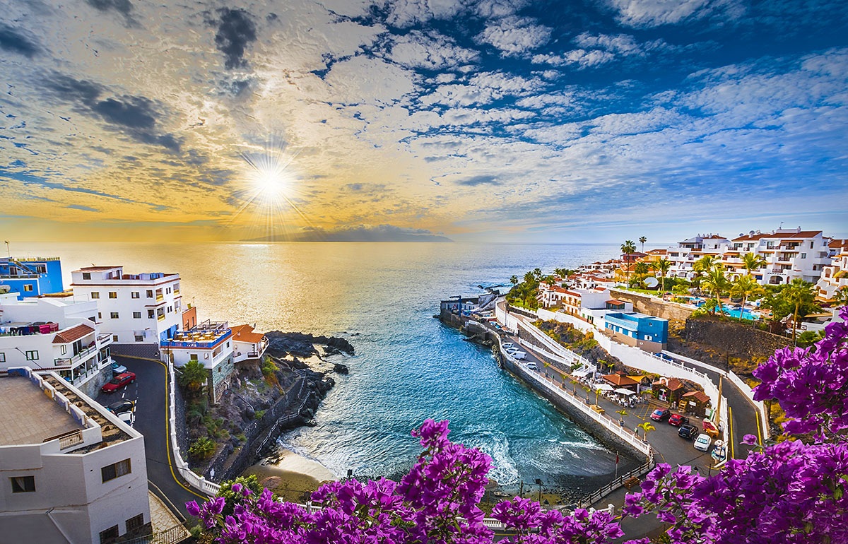 Image of houses, road and ocean coastline, island of Tenerife, Spain Image of houses, road and ocean coastline, island of Tenerife, Spain