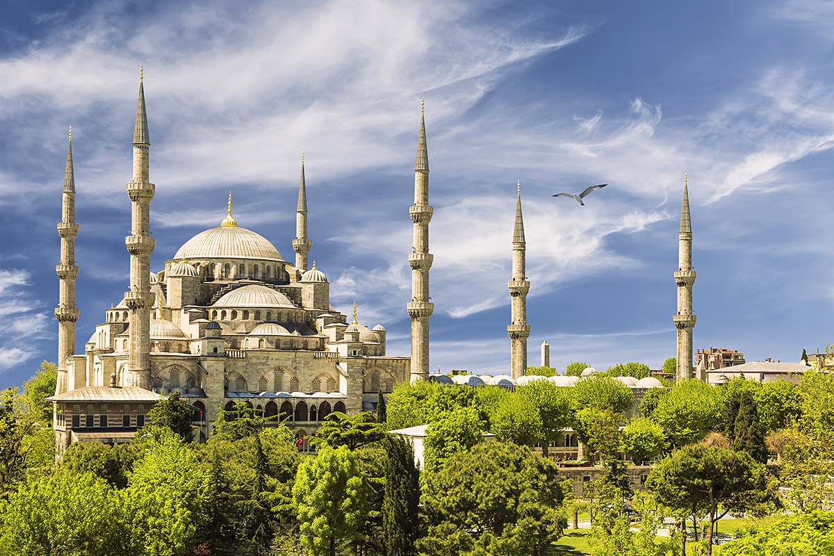 Nice view of the Sultan Ahmed Mosque, Istanbul, Turkey
