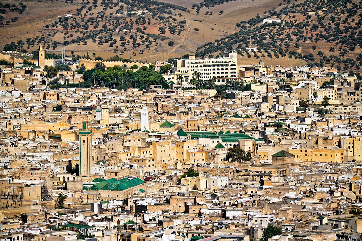 Image of architecture and city buildings, Fes, Morocco