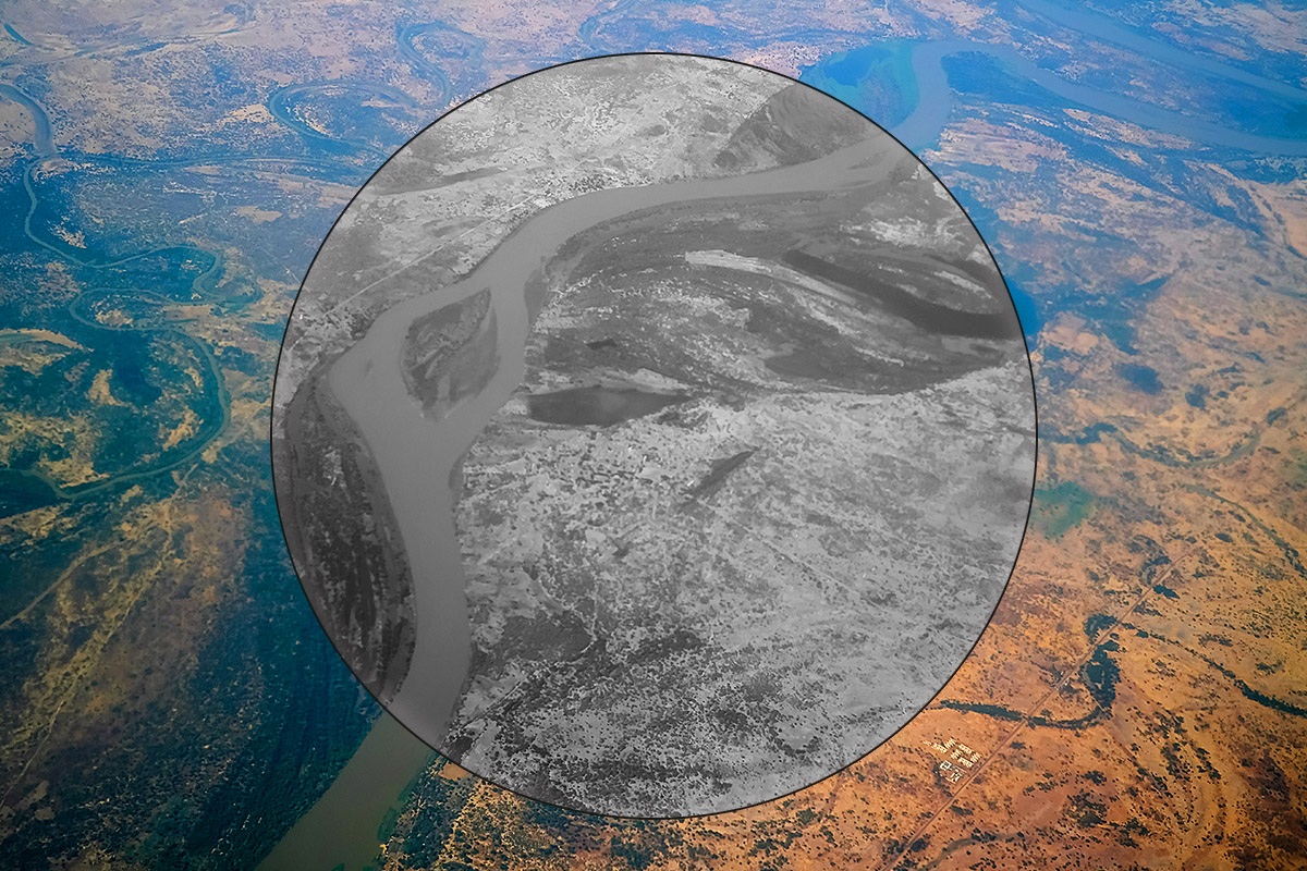 Panoramic view from above on Shari River, Central African Republic Panoramic view from above on Shari River, Central African Republic