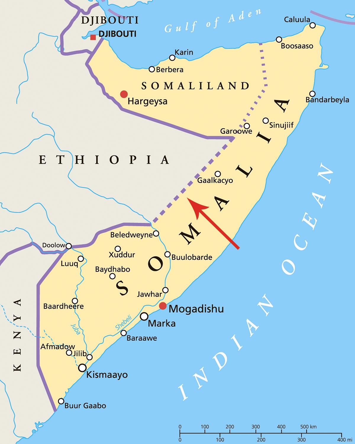Image of a map showing the location of Jubba River, African Continent Image of a map showing the location of Jubba River, African Continent