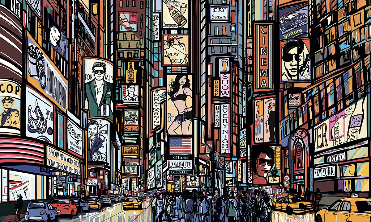 Image of New York with many different places and people, USA Image of New York with many different places and people, USA