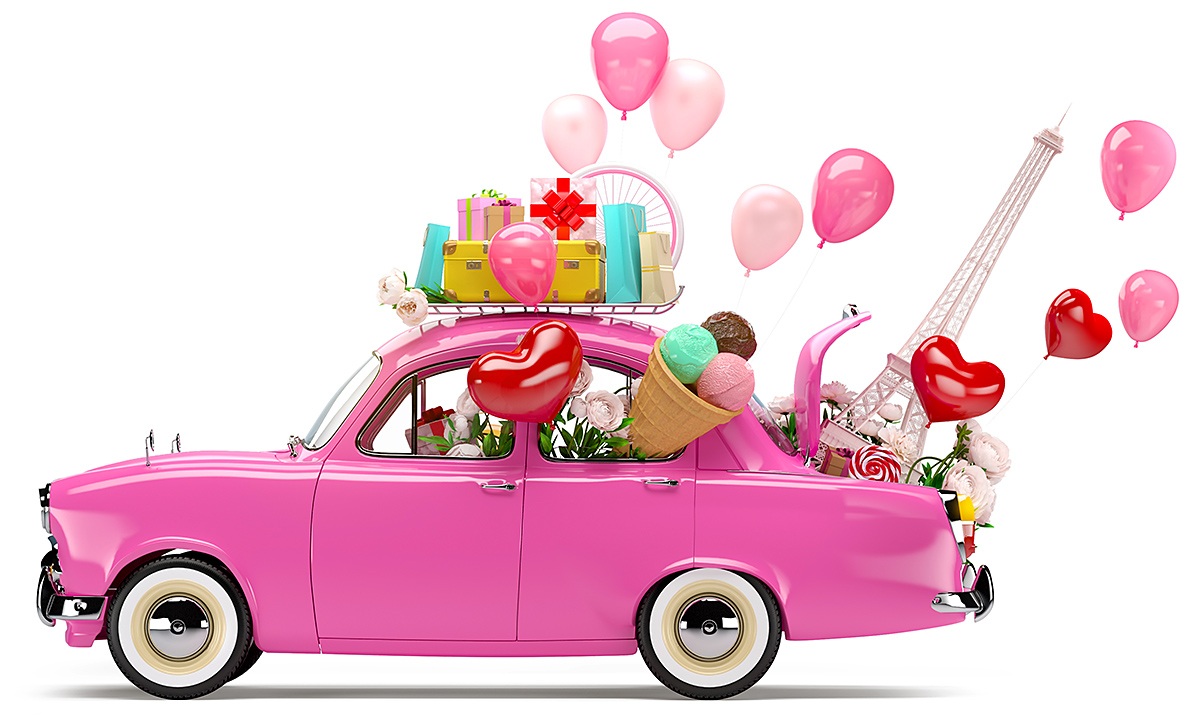 Image of a beautiful vintage car and balloons Image of a beautiful vintage car and balloons