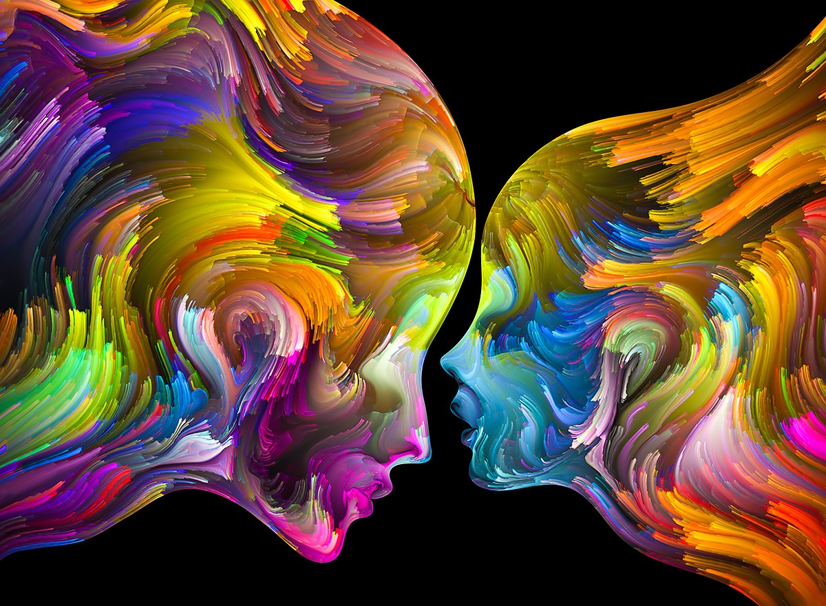 Beautifully drawn face of a woman and a girl Beautifully drawn face of a woman and a girl