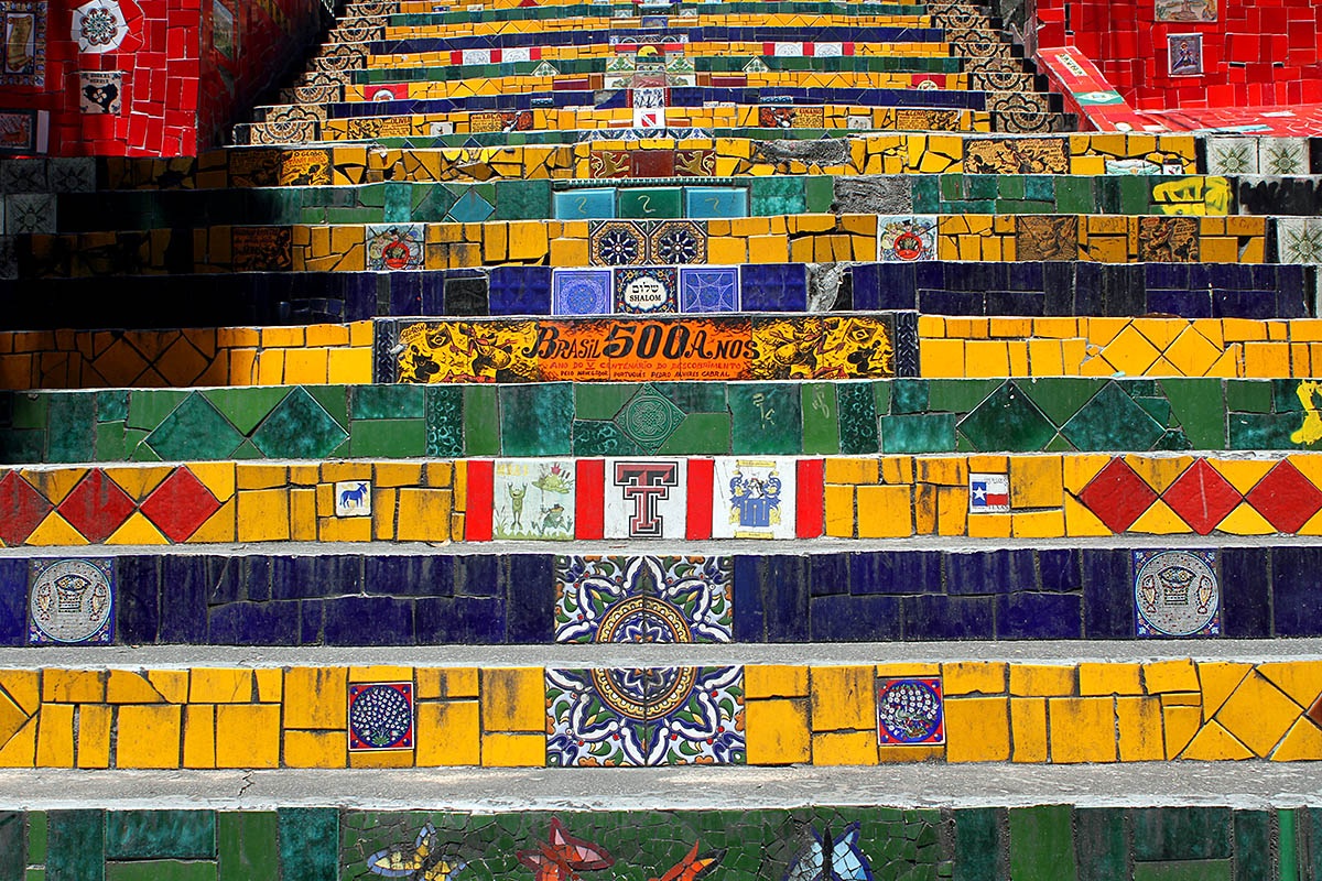 Photo of the famous Escadaria Selarón staircase in the Lapa district, Rio de Janeiro, Brazil Photo of the famous Escadaria Selarón staircase in the Lapa district, Rio de Janeiro, Brazil