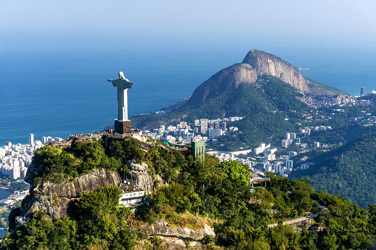 Aerial view photo of Christ the Redeemer Statue, symbol of Rio de Janeiro, Brazil Aerial view photo of Christ the Redeemer Statue, symbol of Rio de Janeiro, Brazil