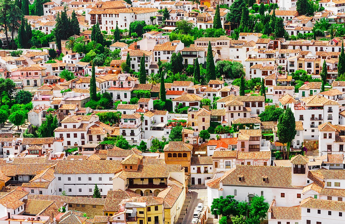 Aerial view of the architecture of the city of Granada