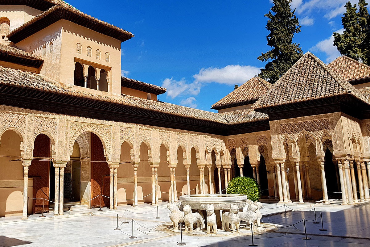 View of the historical Palace of the Lions, Granada, Spain