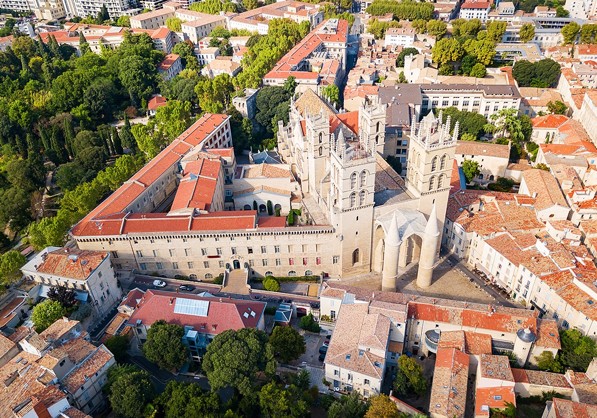 Aerial view of the architecture and city buildings of the city of Montpellier, France Aerial view of the architecture and city buildings of the city of Montpellier, France