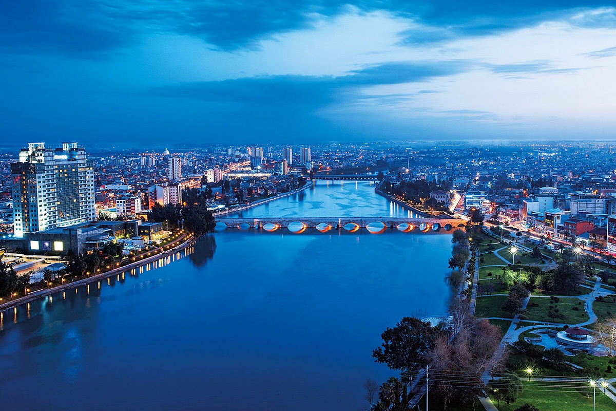 Magnificent evening view of Seyhan River, city of Adana, Turkey Magnificent evening view of Seyhan River, city of Adana, Turkey