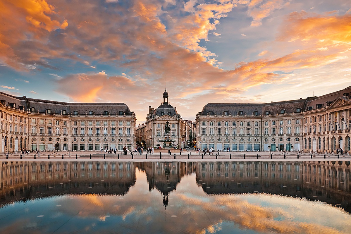 Sunset view of the Place De La Bourse, Bordeaux, France Sunset view of the Place De La Bourse, Bordeaux, France