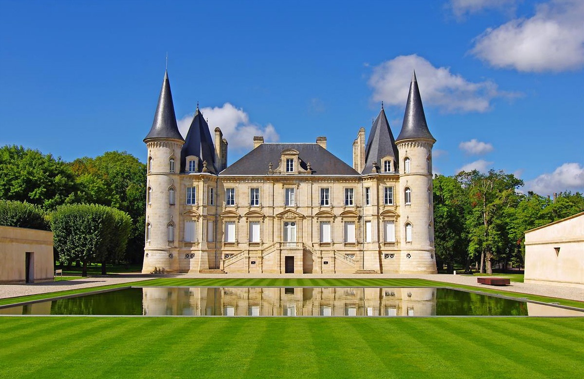 View of the landmark Chateau Pichon Longueville, city of Bordeaux View of the landmark Chateau Pichon Longueville, city of Bordeaux