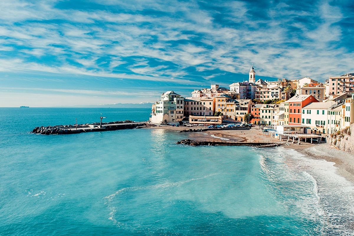 View of the old fishing village of Bogliasco, Genoa, Italy View of the old fishing village of Bogliasco, Genoa, Italy