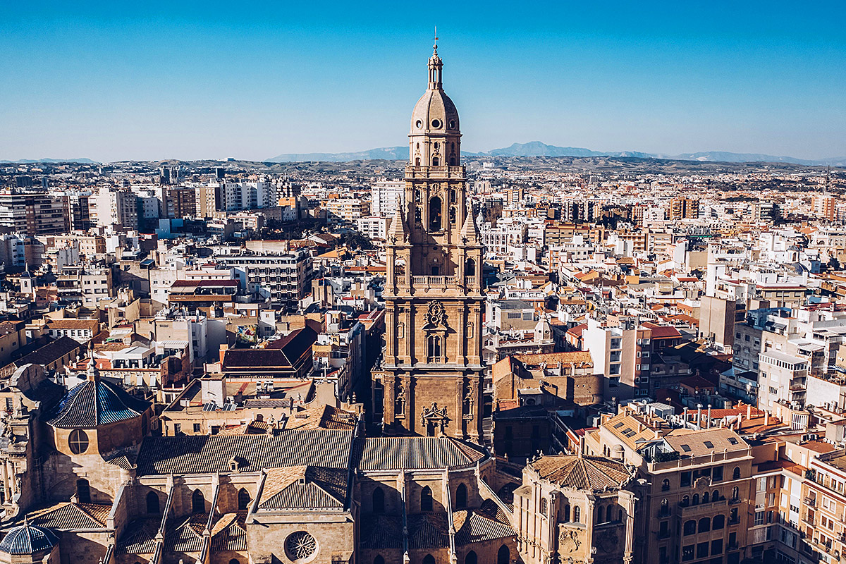 Panoramic view of the city buildings and architecture of the city of Murcia Panoramic view of the city buildings and architecture of the city of Murcia