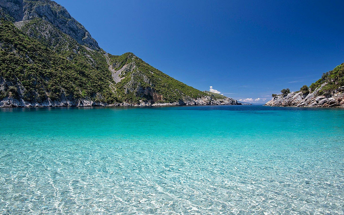 Excellent view of the mountains and the transparent sea, Euboea Island