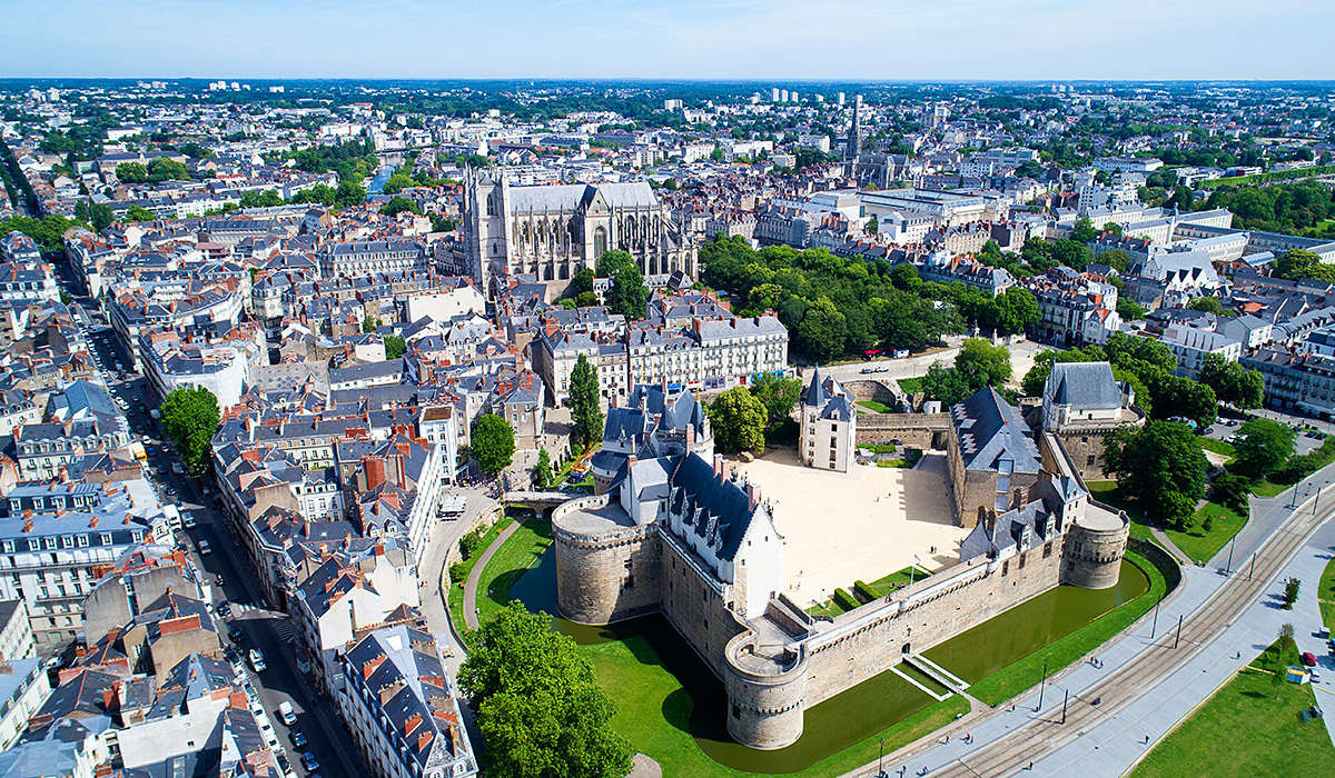 Aerial view of city buildings and Castle in Nantes City, France Aerial view of city buildings and Castle in Nantes City, France