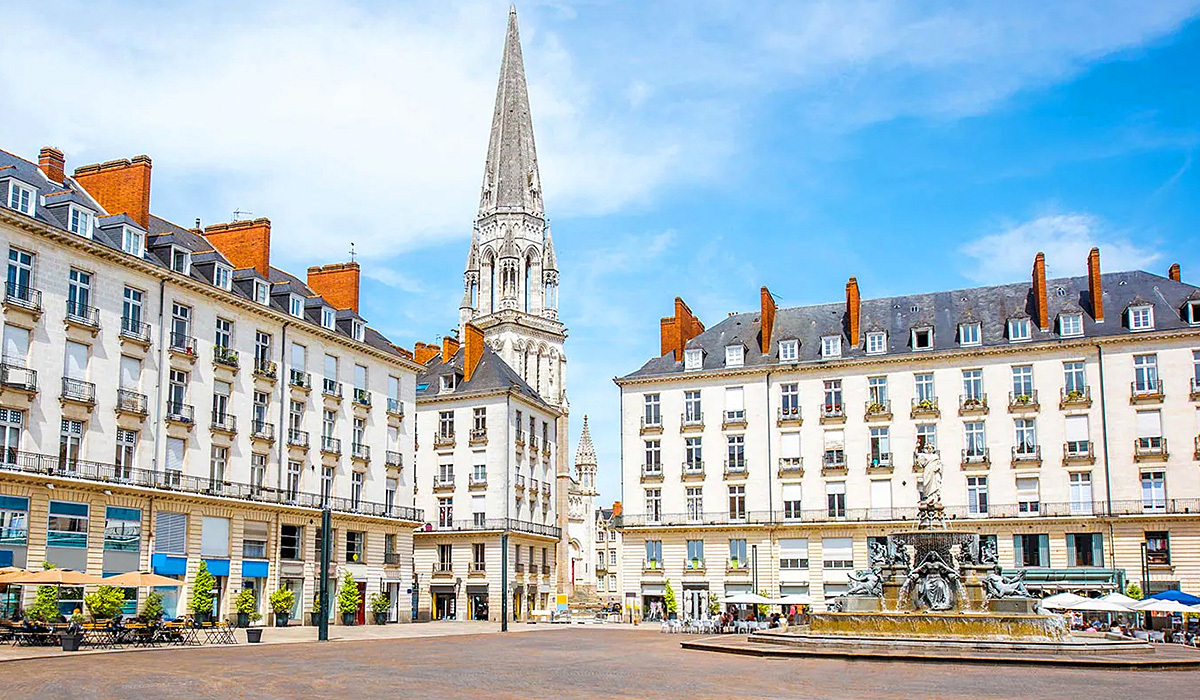 View of the Place Royale with fountain, Nantes, France View of the Place Royale with fountain, Nantes, France