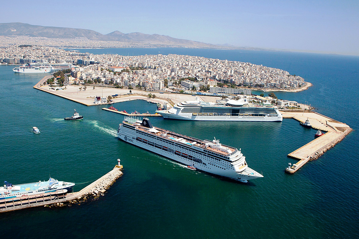 Wonderful aerial view of the ships and the port city of Piraeus, Greece Wonderful aerial view of the ships and the port city of Piraeus, Greece