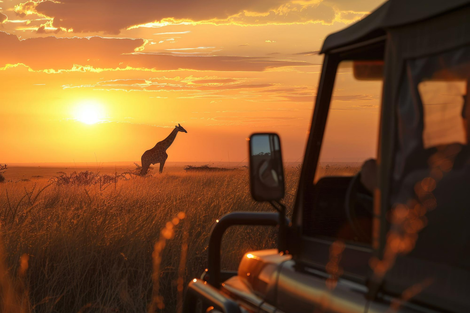 Description: A captivating wildlife photograph capturing an authentic safari experience during golden hour.