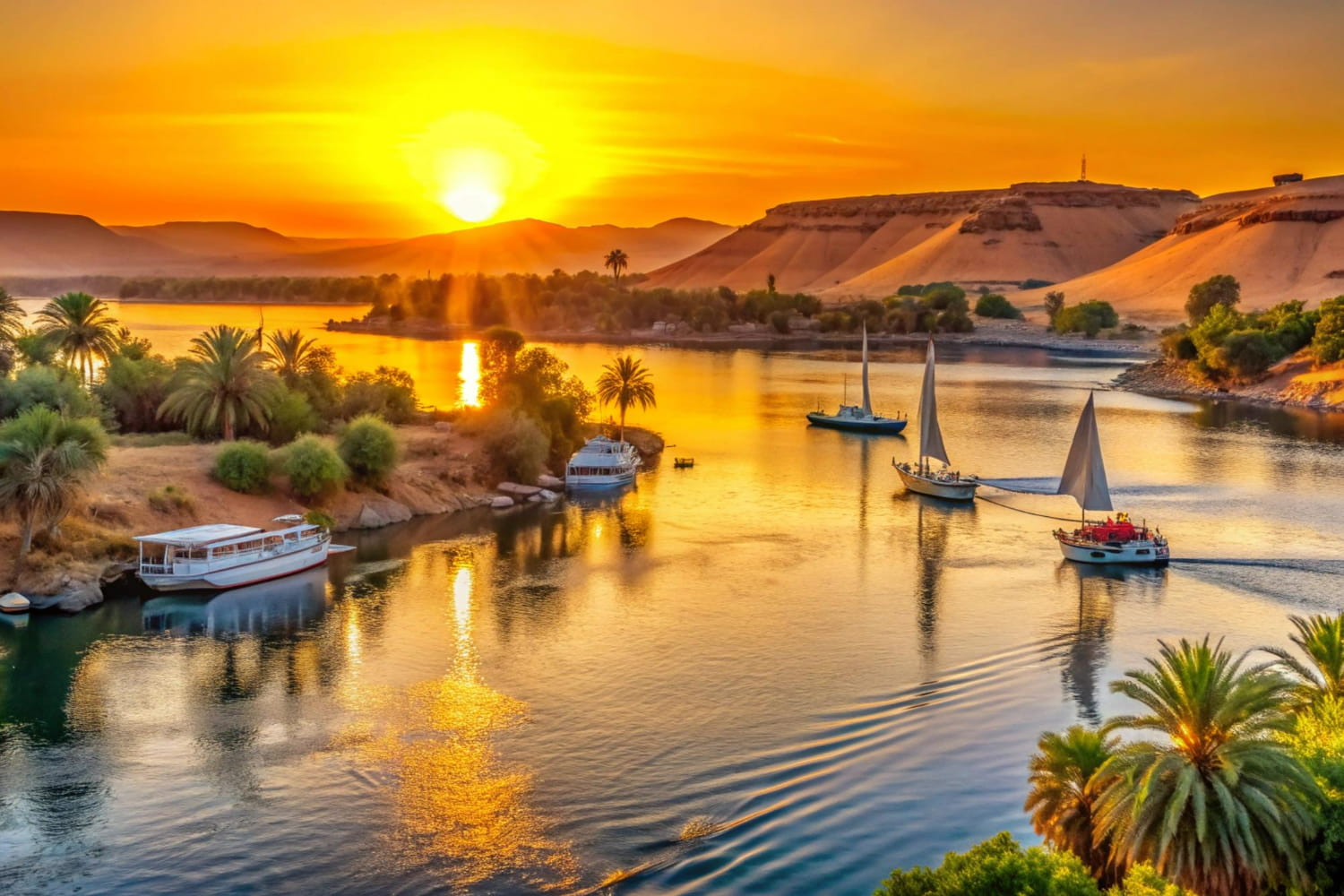 The composition celebrates one of the world's most iconic and romantic landscapes at its most splendid hour.