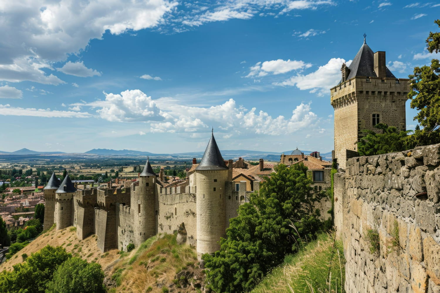 The composition captures the architectural ambition and strategic brilliance of medieval defensive fortification design.